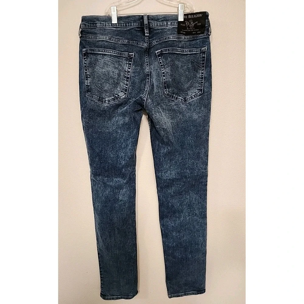 Men's True Religion Rocco Jeans 32X34 Relaxed Skinny Stretch Distressed Denim‎